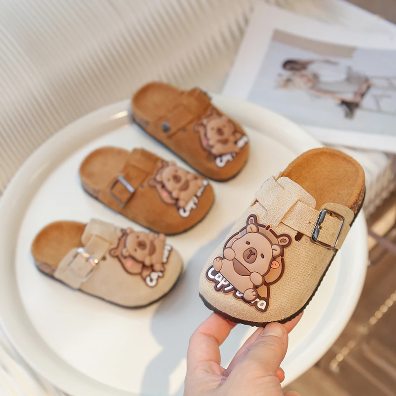 

Классические детские милые тапочки с мультяшным рисунком, повседневная обувь для мальчиков и девочек, мягкая нескользящая подошва, легкие детские домашние тапочки без застежек