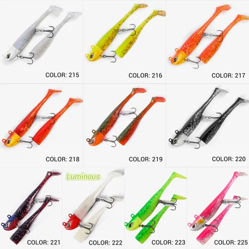 Imagen 2 del producto NOEBY-señuelo de sábalo suave con cola en T, anzuelo de jighead de 7,5 cm, 21g, 9cm y 28g, Wobblers de pez plano, aparejos de pesca, cebo suave