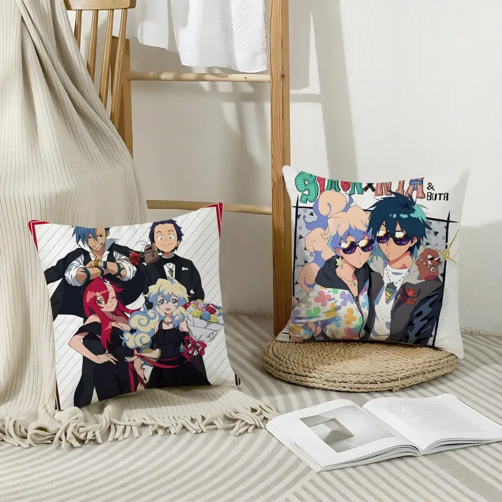 Popular Anime G-Gurren LagannS Cushion Cover Short Plush Breathable Pillowcase Odorless Invisible Zipper Washable Removable