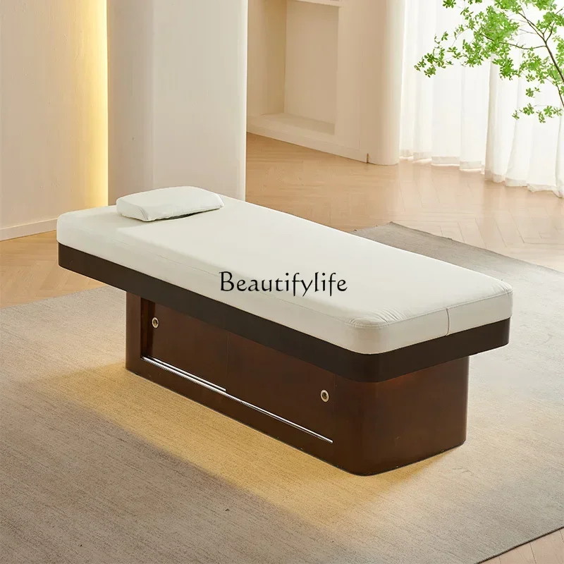 Solid Wood Beauty Salon Special Massage Massage Bed Body Shaping Belt Atmosphere Latex Physiotherapy Bed