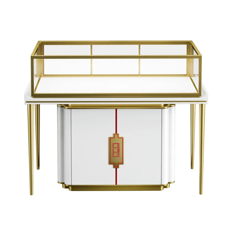 custom.Factory Direct Wood & Stainless Steel & Glass Jewelry Display Showcase with Modern Design OEM/ODM Available