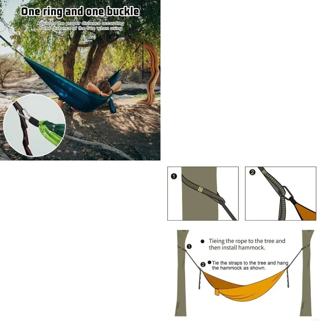 

Weatherproof Hammock Suspension Adjustable Straps with Not Slip Carabiner Hook