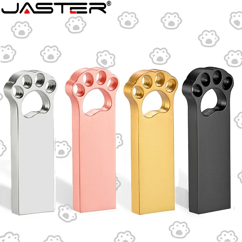 

JASTER Mini Metal High Speed 64GB USB 3.0 Flash Drive Free Custom Logo Pen Drive 8GB Multicolor Cat Paws Memory Stick 16GB 4GB