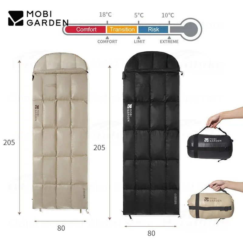 MOBI GARDEN Outdoor Camping 5℃~18℃ Duck Down Sleeping Bag Winter Ultralight Sleeping Bag Thickened Adult Quilt Hiking Blanket