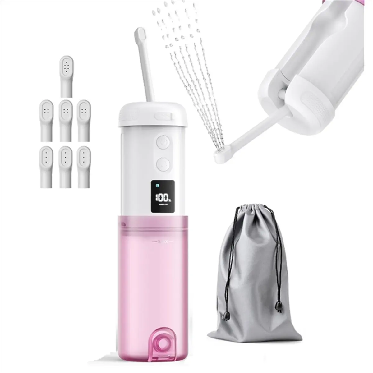 [NEW] Portable Bidet -250ml Water Tank, with 5 Sprays Modes, 2000mAh Rechargeable Electric Bib, with 8 Replaceable Nozzles