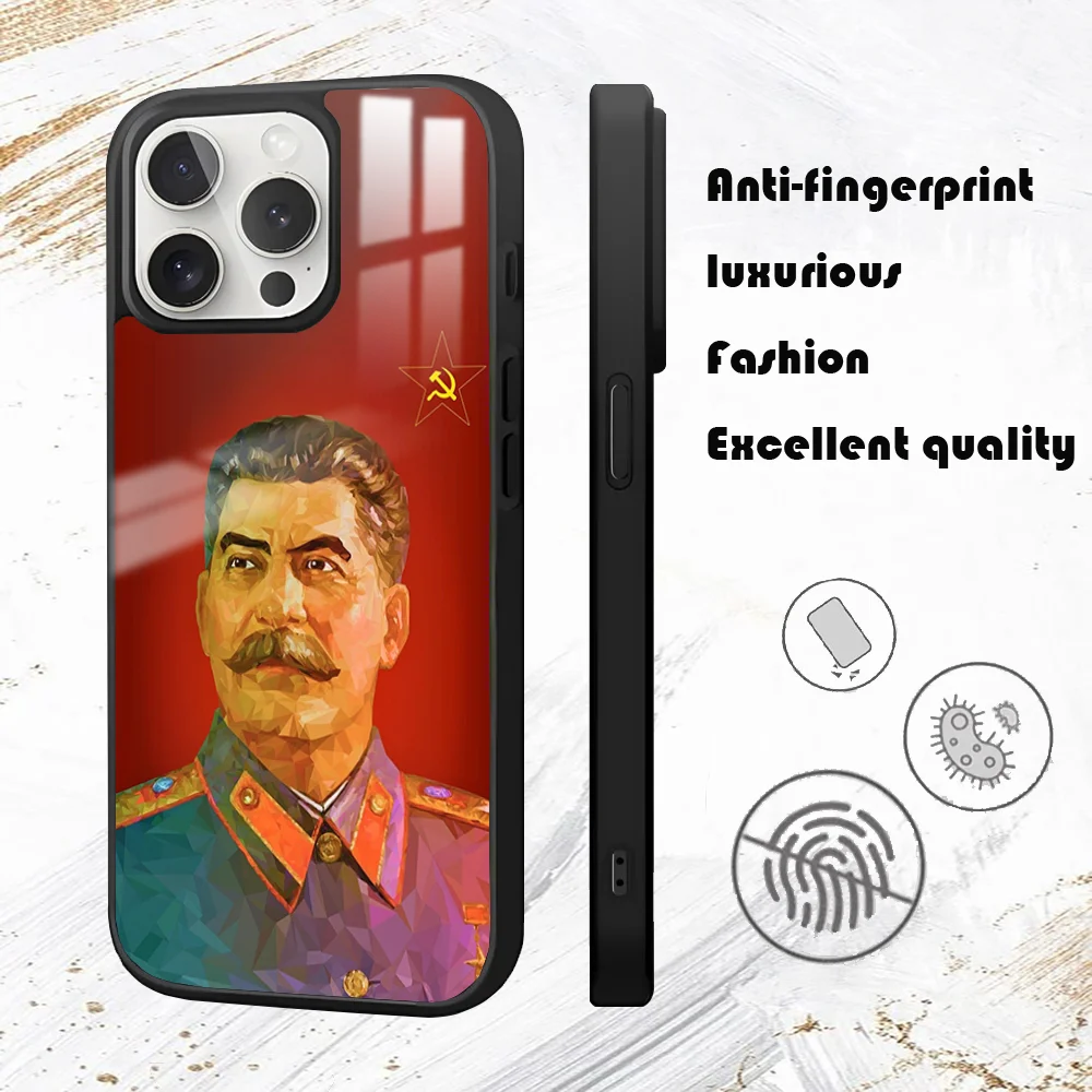 Russian Commander Stalin Phone Case For iPhone 16 15 14 13 12 11 Pro Max Plus Mini PC Mirror Fashion  phone case