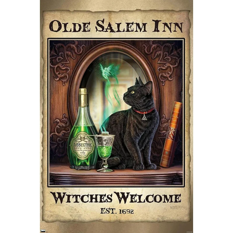 Lisa Parker - Absinthe Witches Welcome Poster Metal Tin Signs 8x12 Inch Tin Sign