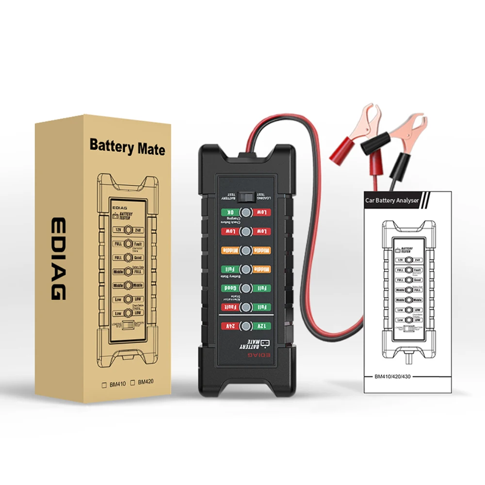 Testeur de batterie de voiture numérique BM310, 12V, 6 LED, Thernateur à pince, Analyseur de batterie automatique de moto, Testeur de frein de