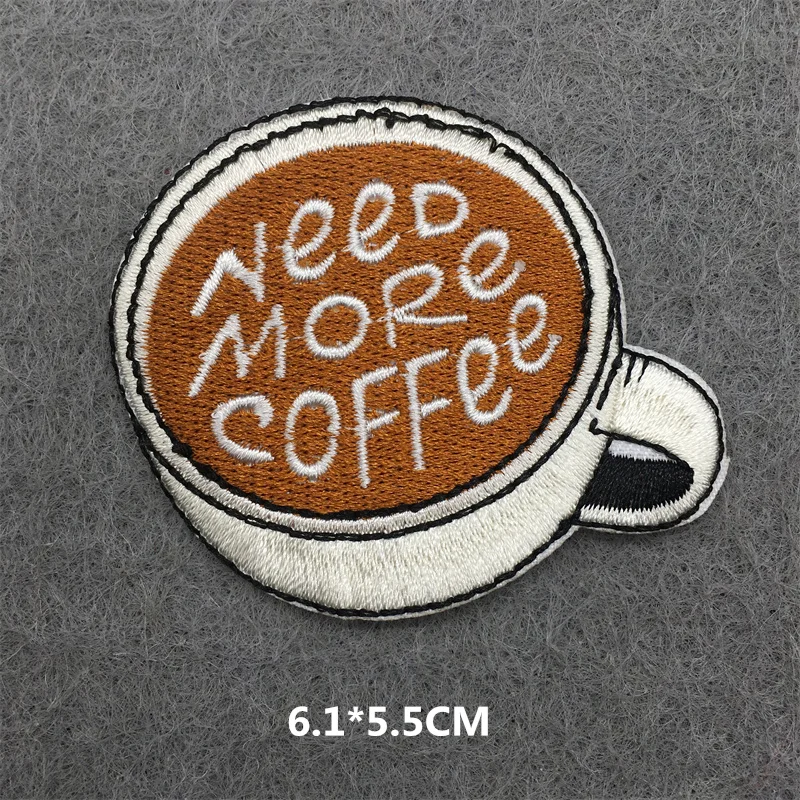 Coffee Cup Embroidered Patches For Clothing Nature Travel Patch Iron On Patches On Clothes Backpack Stickers