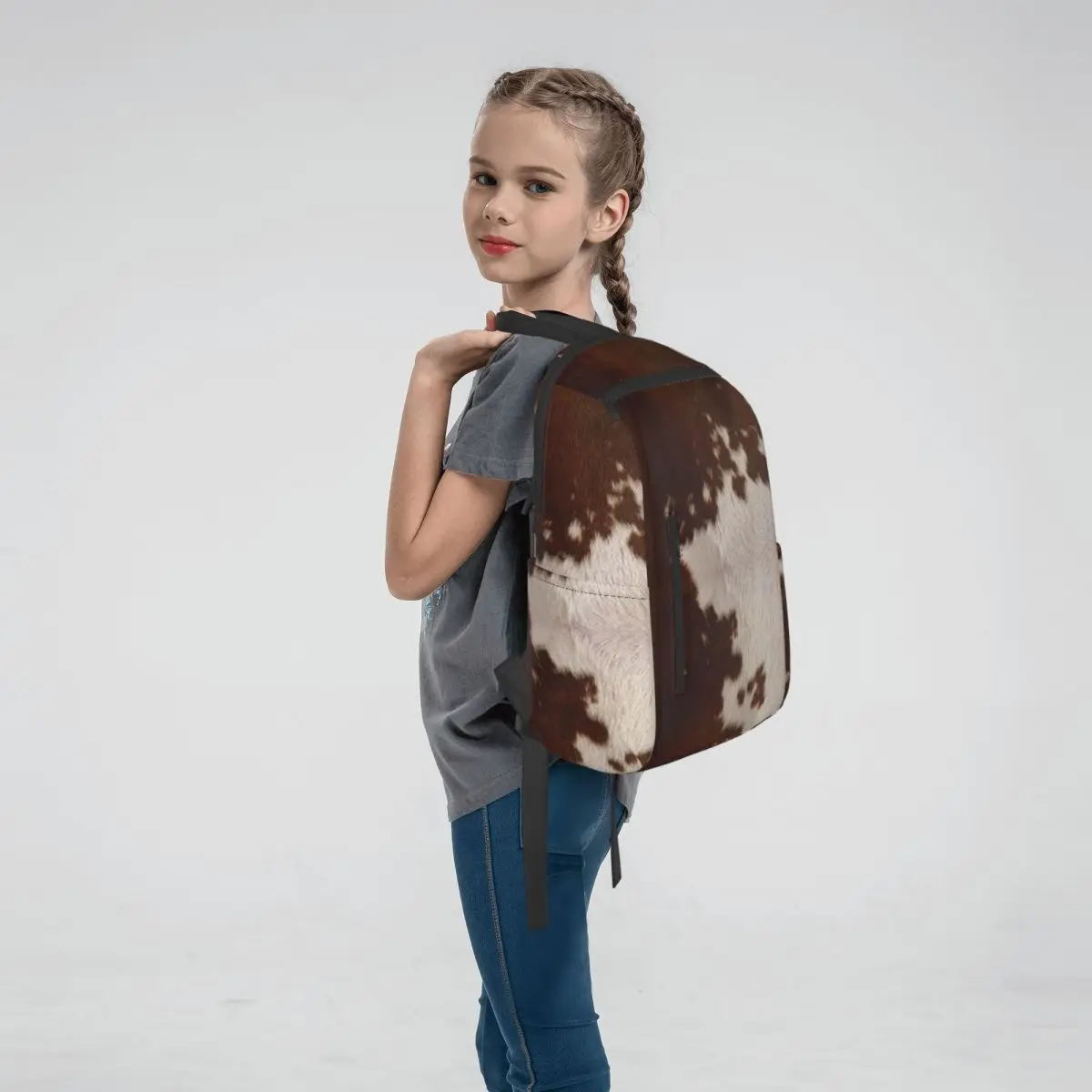 Stylish Cow Fur Cowhide Texture Cow Skin Print Pattern Backpack Daypack Boys Girls BookBag School Bag Shoulder Bags Men Women