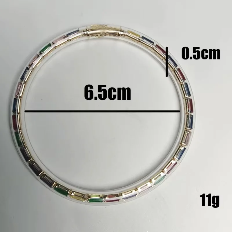 Fashion Jelly Bangle Inlaid Rectangle Rhinestone Women Bracelet Multi Color Shiny Crystal Wrist Jewelry Daily Party Gift