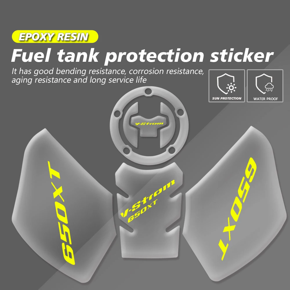 Fit For SUZUKI DL650 XT V STROM 650 2019-2024 2022 2021 Motorcycle Tank Pad Protector Transparent 3D Epoxy Resin Fish Bone Decal