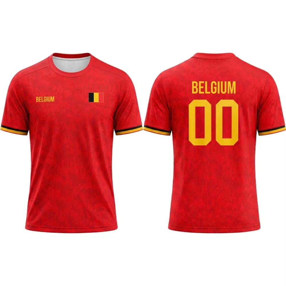 Men's comfortable jersey T-shirt, Belgium team flag printed fan jersey