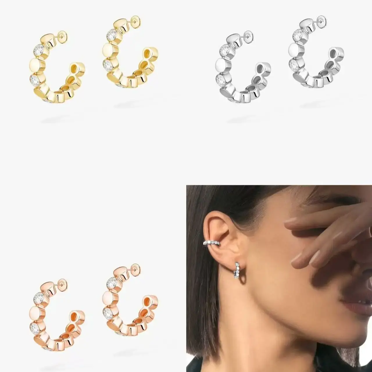 

S925 Sterling Silver Round Fashionable Earrings, Exquisite and Grand Jewelry, Luxurious Holiday Gifts, Niche Party Gifts