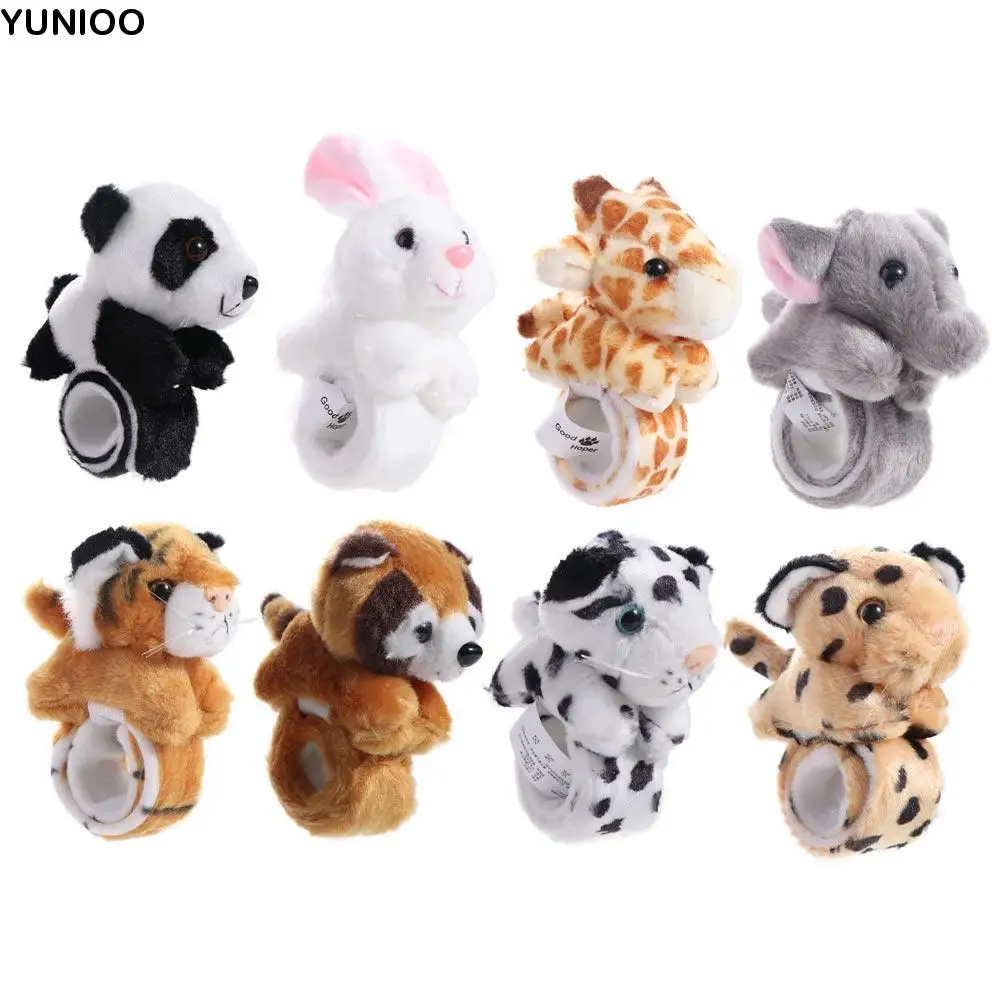

Jungle Animal Stuffed Animal Wristband Clap Circle Panda Tiger Cartoon Slap Bracelet Comfortable Plush Toy Children Gifts