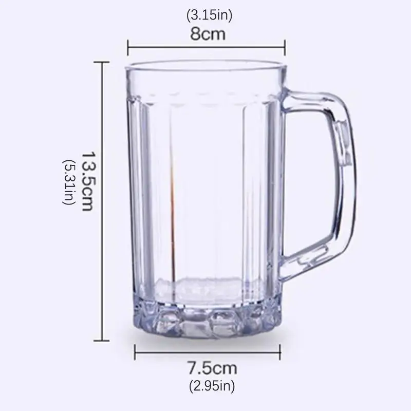 1PCS Acrylic Beer Mug 500ML Unbreakable Clear Plastic Beer Cup Shatterproof Drinking Glass Reusable Barware Beverage Water Juice view 6