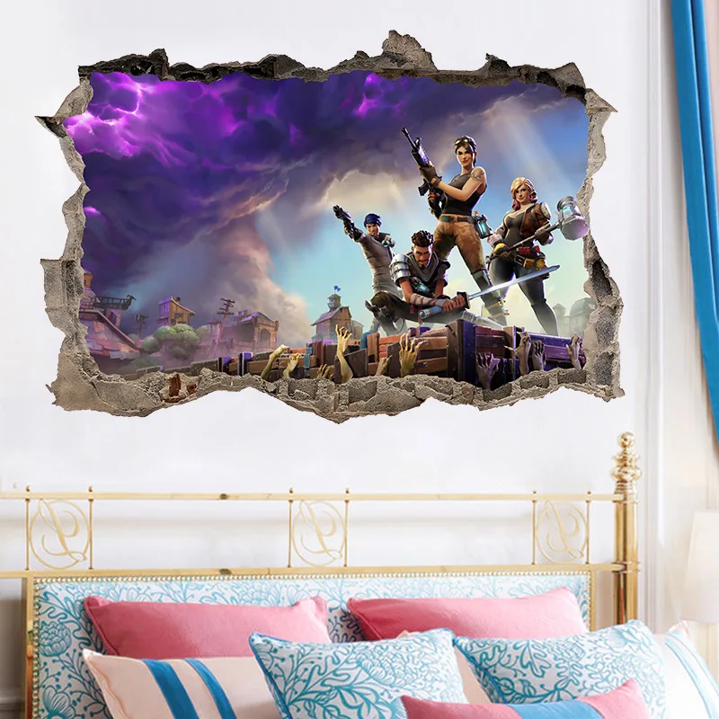Gioco Fortnited Adesivi 3D Personaggi Periferici da parete incollati Decorazione della camera da letto del ragazzo Adesivi autoadesivi in PVC Accessori