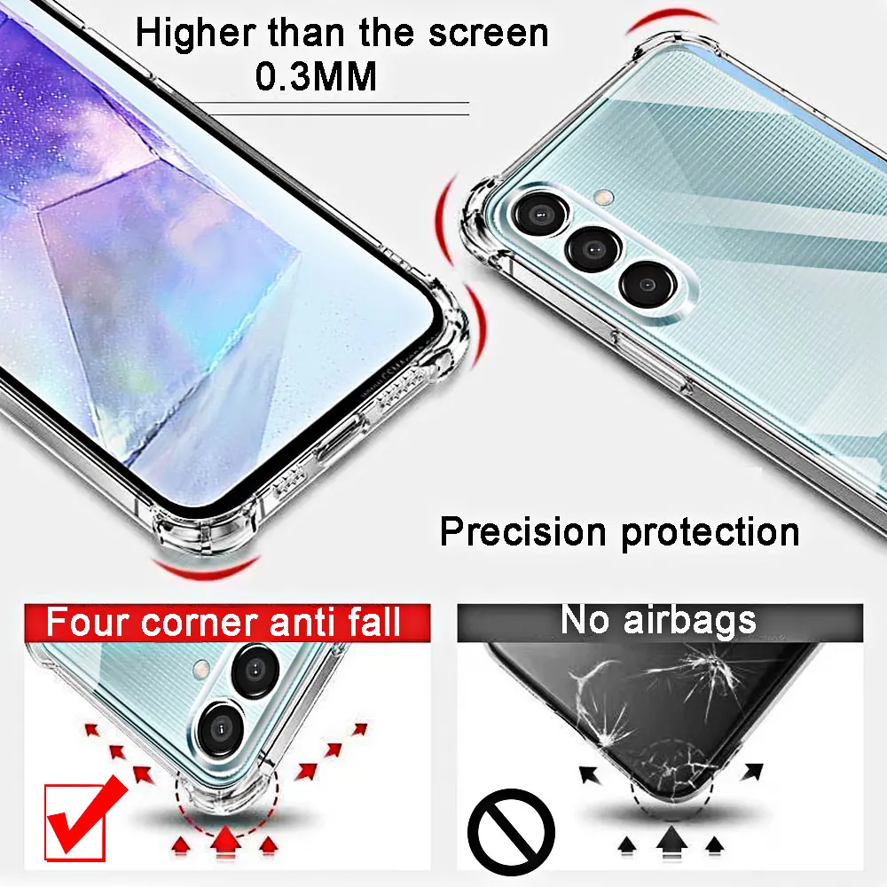 Shockproof Clear Soft Back Case for Samsung M15 5G M54 M34 M14 5G M53 M33 M23 M13 4G Phone Case Soft TPU Plain Cover