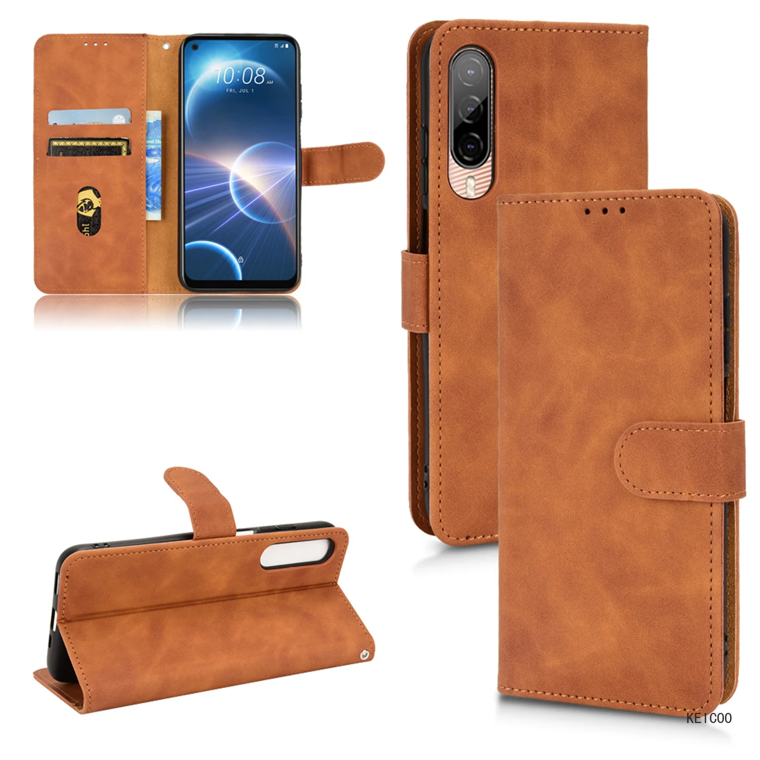 Skin Feel Leather Phone Case for HTC Desire 20 21 22 U23  Pro Plus Anti-fall Dustproof Covers Full Body Protective Shell