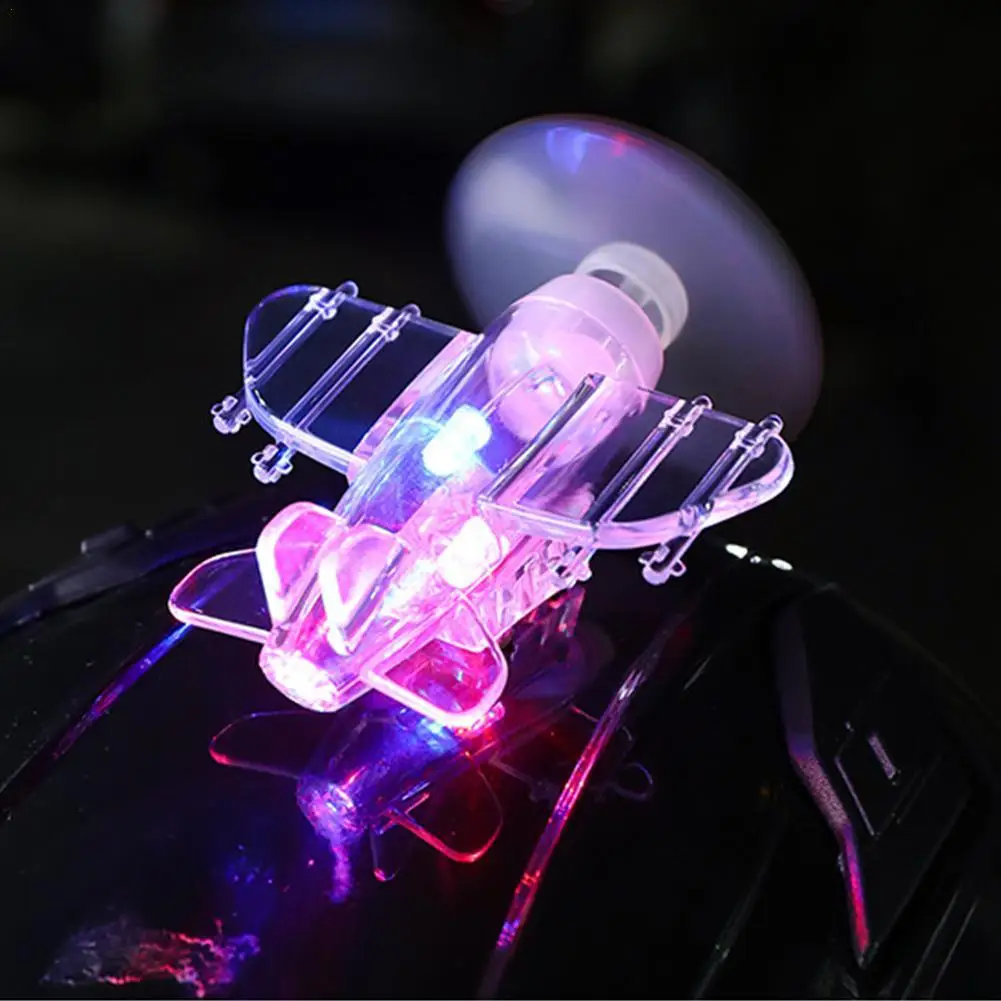 Wind Powered LED Lights Rotating Airplane Motorcycle Handle Decorations Safety Riding Warnings Motorcycle Decorations