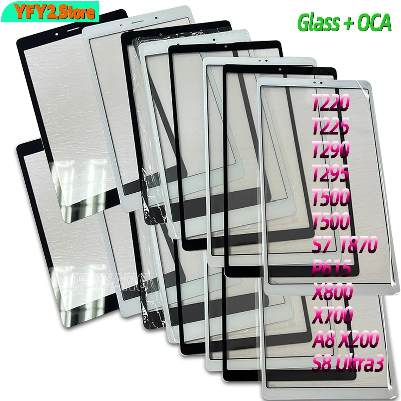 5Pcs For Samsung Galaxy Tab T220 T225 T290 T295 T500 S7 P615 X700 X800 A8 S8 Ultra LCD Screen Front Outer Glass Panel Parts