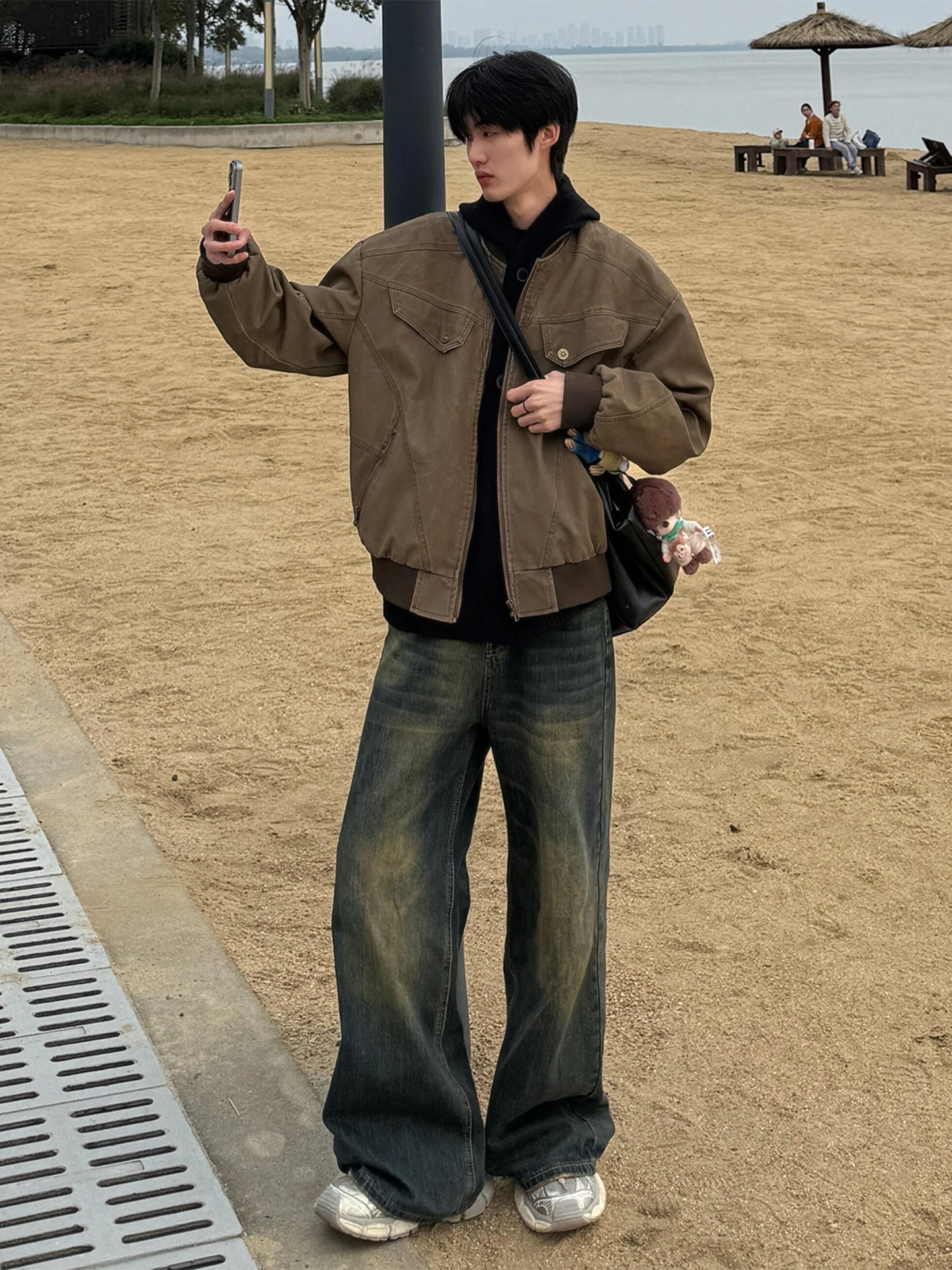 

Browan ort Workwear Jaet Men's Autumn Winter American Retro Waed Vintage Top Cleanfit Harlington Jaet Youth Full Sve