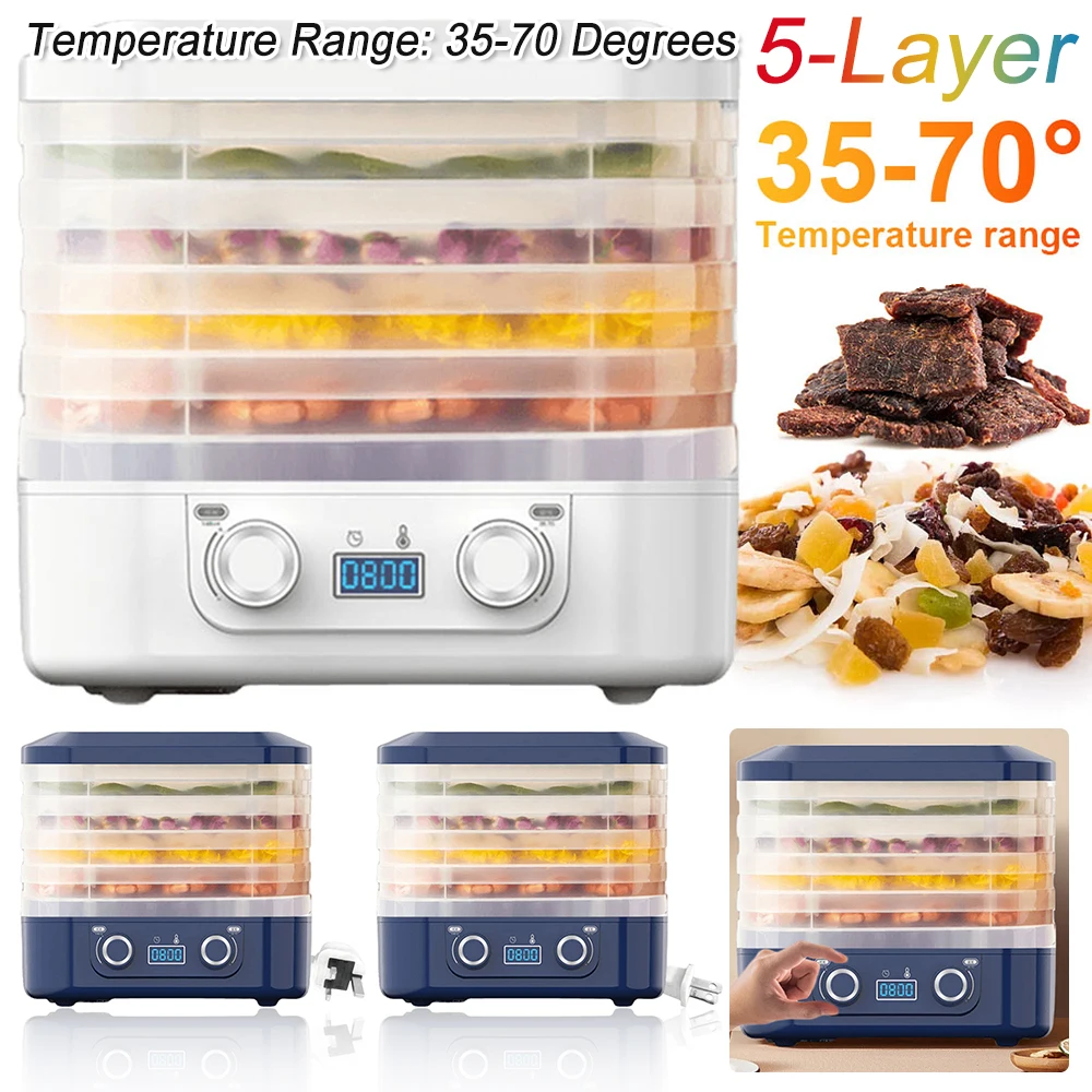 5-Layer Pet Snack Drying Machine Temperature Adjustable Vegetable Meat Dehydrator Multifunctional for Fruits Veggies Meats