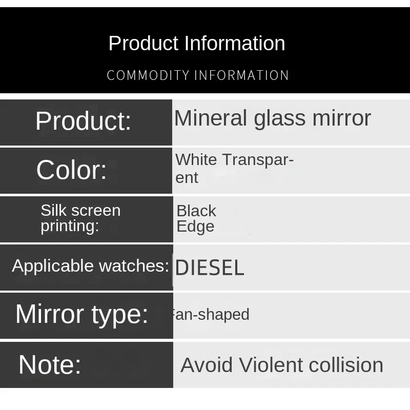 Watch Crystal For Diesel DZ 4204 4223 4296 4341 4342 4375 4375 4413 4462 4480 4503 4504 4203 Mineral Crystal Glass Repair Parts