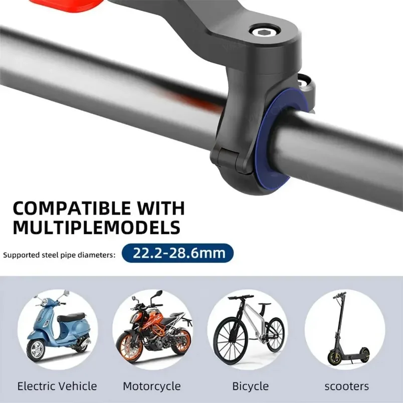 2025 New Motorcycle Electric Bicycle Shock-resistant Motorcycle Bicycle Handlebar Security Quick Lock Support Telephone Clip image 6