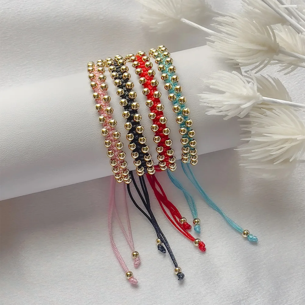 KKBEAD Handmade Braided Bracelets For Women Couple Jewelry Gift Gold Plated Beads Bracelet Free Shipping Pulseras Accessories