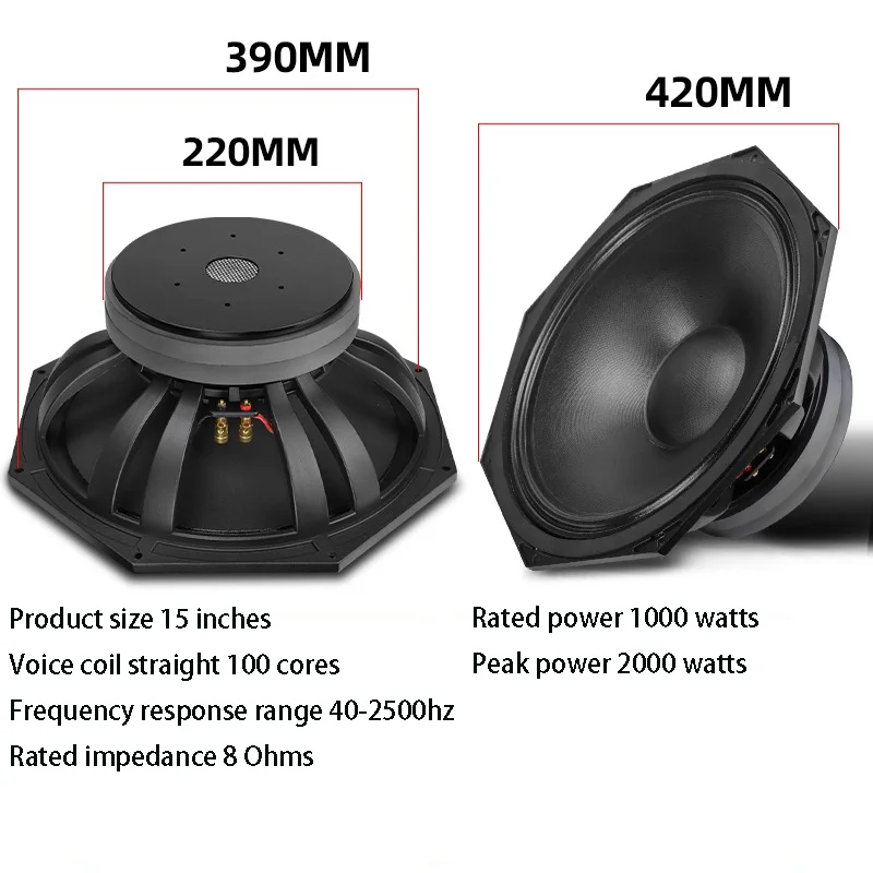 Altavoz de escenario profesional de alta potencia, altavoz de 15 y 18 pulgadas, 220 magnético, 100 núcleos, graves pesados, frecuencia completa, KTV
