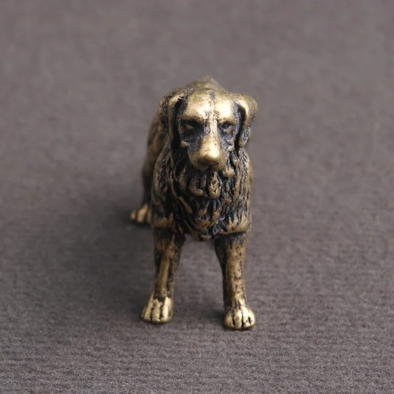 Antique Bronze Statue Lucky Dog Pure Copper Desktop Animal Ornaments Handmade Vintage Brass Hound Home Decorations Accessories