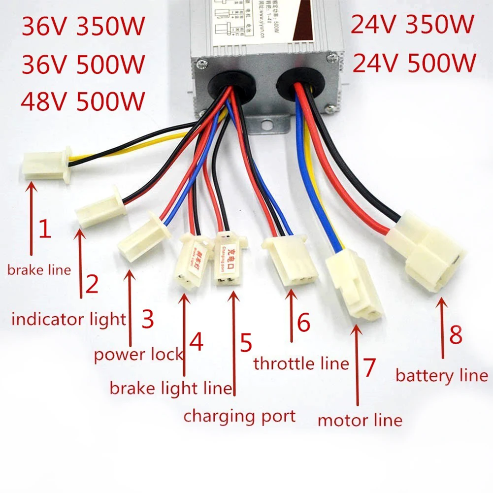 El motor de accesorios de scooter de Bicicleta eléctrica tiene un controlador de cepillo 24v 36v 48v 350w 500w 1000w accesorios de controlador de bicicleta eléctrica.