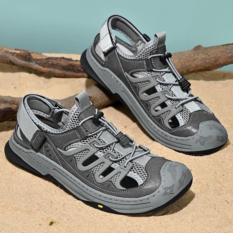 

Новые дизайнерские брендовые мужские молодежные сетчатые вентиляционные сандалии на мягкой подошве, летние уличные легкие нескользящие спортивные туфли для отдыха