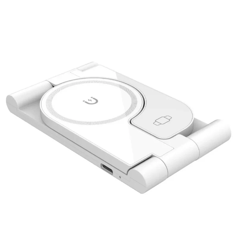 طوي 3 في 1 شاحن لاسلكي حامل الوسادة سطح المكتب محطة شحن سريعة آيفون/سماعات/محطة شحن الساعة