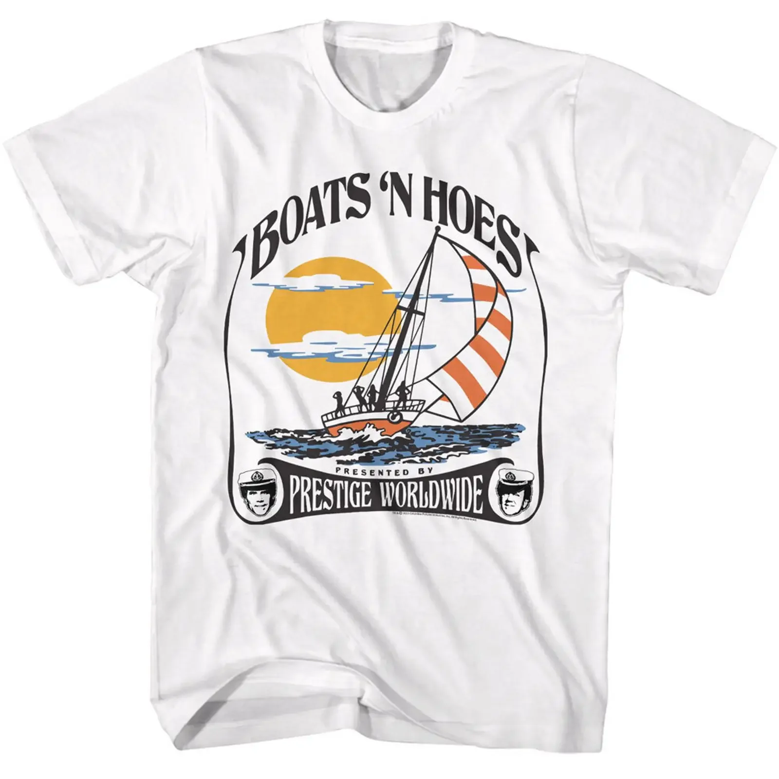 Step Brothers Movie Boats 'N Hoes Presented By Prestige Worldwide Men's T Shirt vintage Washed Stretched Top For Everyday Wear