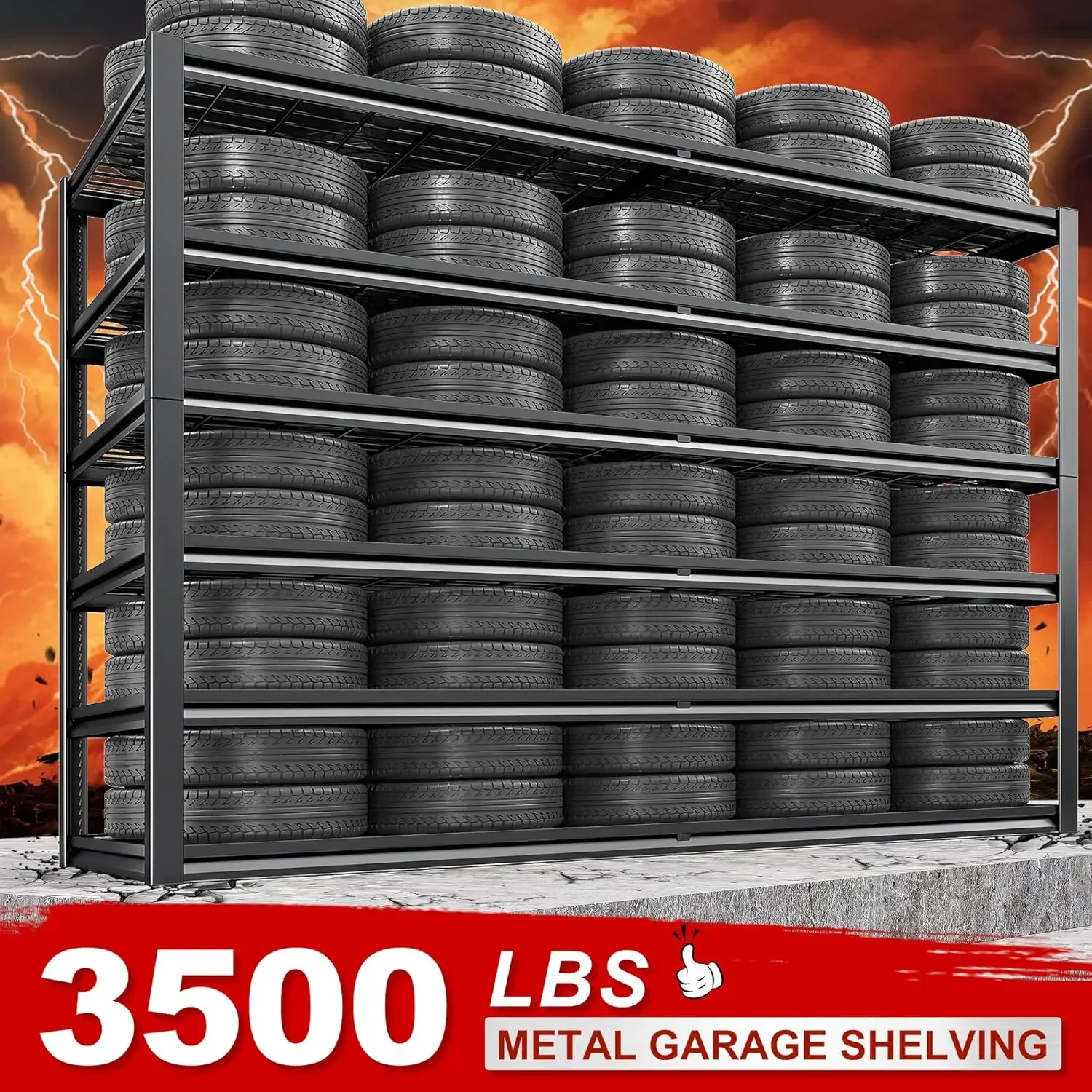 3500LBS โรงรถชั้นวางของชั้นวางของ Heavy Duty Shelving 55 "W x26 D x84 H ชั้นวางโลหะ 6 ชั้นชั้นวางของ