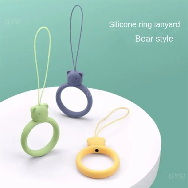 Ring Key Chain Soft Portable Lanyard Cartoon Smooth Comfortable Liquid Cute Silica Gel Elastic Pendant Multifunction Little Bear