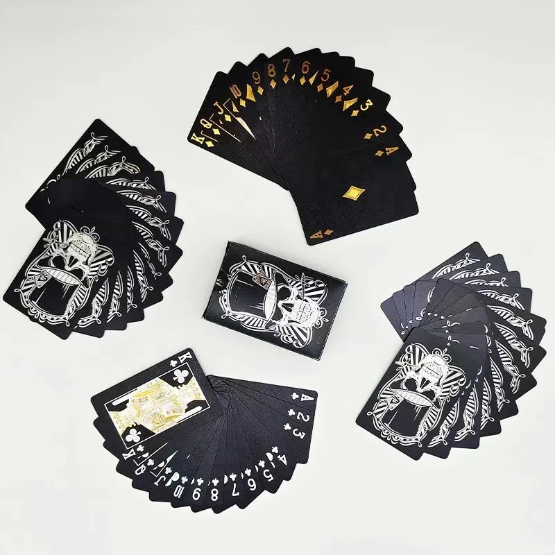 Waterproof PVC Black Playing Cards Wear-resistant Durable Waterproof 54 Playing Cards Home Party Poke