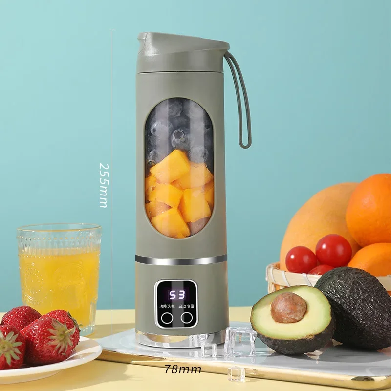 Máquina mezcladora doméstica, licuadora portátil, exprimidor eléctrico triturado con 3 velocidades, 450ML, gran capacidad, pantalla Digital, taza de jugo