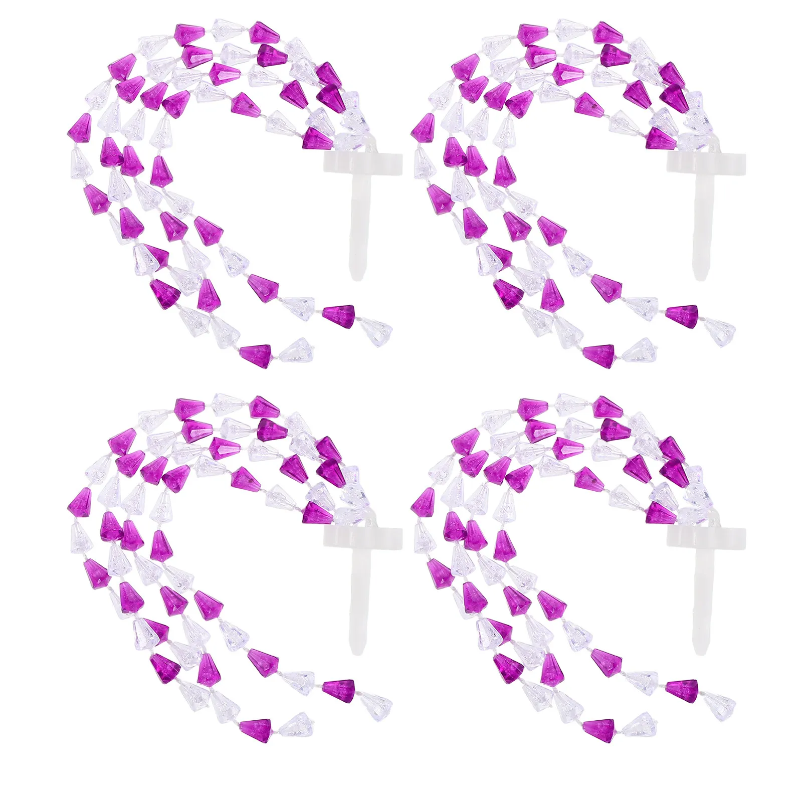 

2Pairs Bike Handlebar Streamers Beaded White Purple Rhinestone Bike Tassels Scooter Tricycle Cycling Streamer