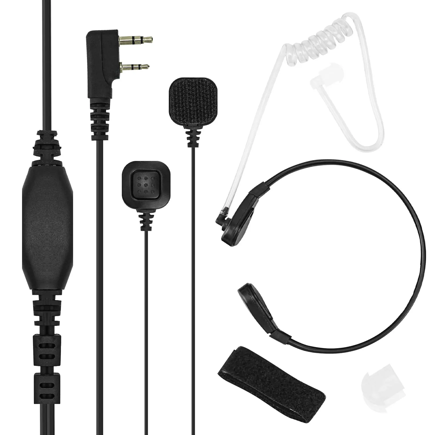 K-Head 2 Pin Walkie Talkie Throat Control Earphone Earpieces Retractable PTT Two Way Radio Headset CS Tactical for TYT Baofeng