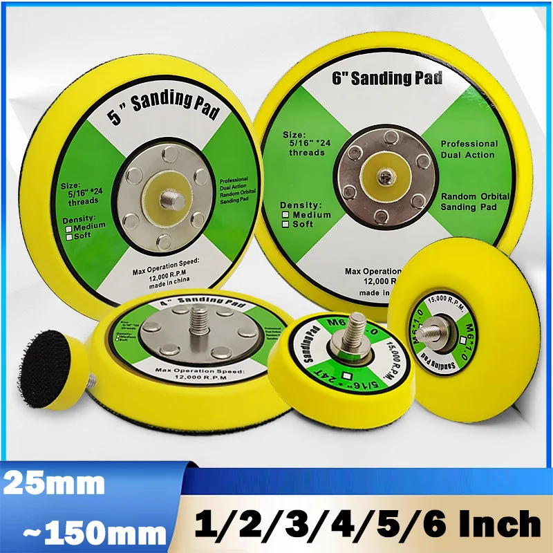 1/2/3/4/5/6 Inch M5 M6 M8 Thread Polishing Sanding Pad Pneumatic Sander Disc Backer Plate Hook&Loop For Grinder Rotary Tool