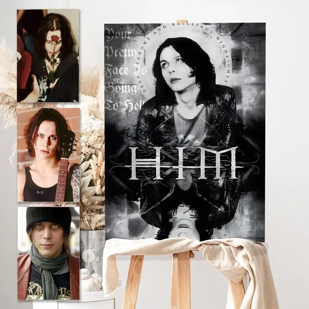 Ville Hermanni Valo HIM Love Metal Heartagram Gothic Rock Frontman Poster 1200DPI Living Room Wall Art Nordic Unframed Canvas