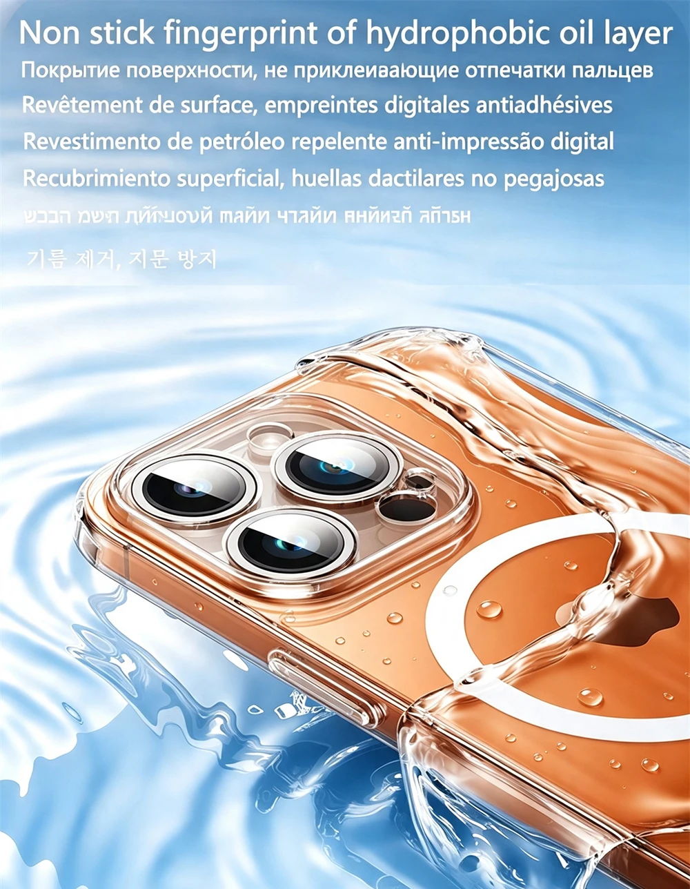 Drahtlose Magnetische Transparente Hülle für iPhone 18 16 15 14 12 13 Mini 11 17 Pro Max 7 8 Plus X Xr Xs Max SE 2020 Apple Magsafe Original Magnet Case Abdeckung mit Integriertem Kamera Präzisionsloch – Detail 5