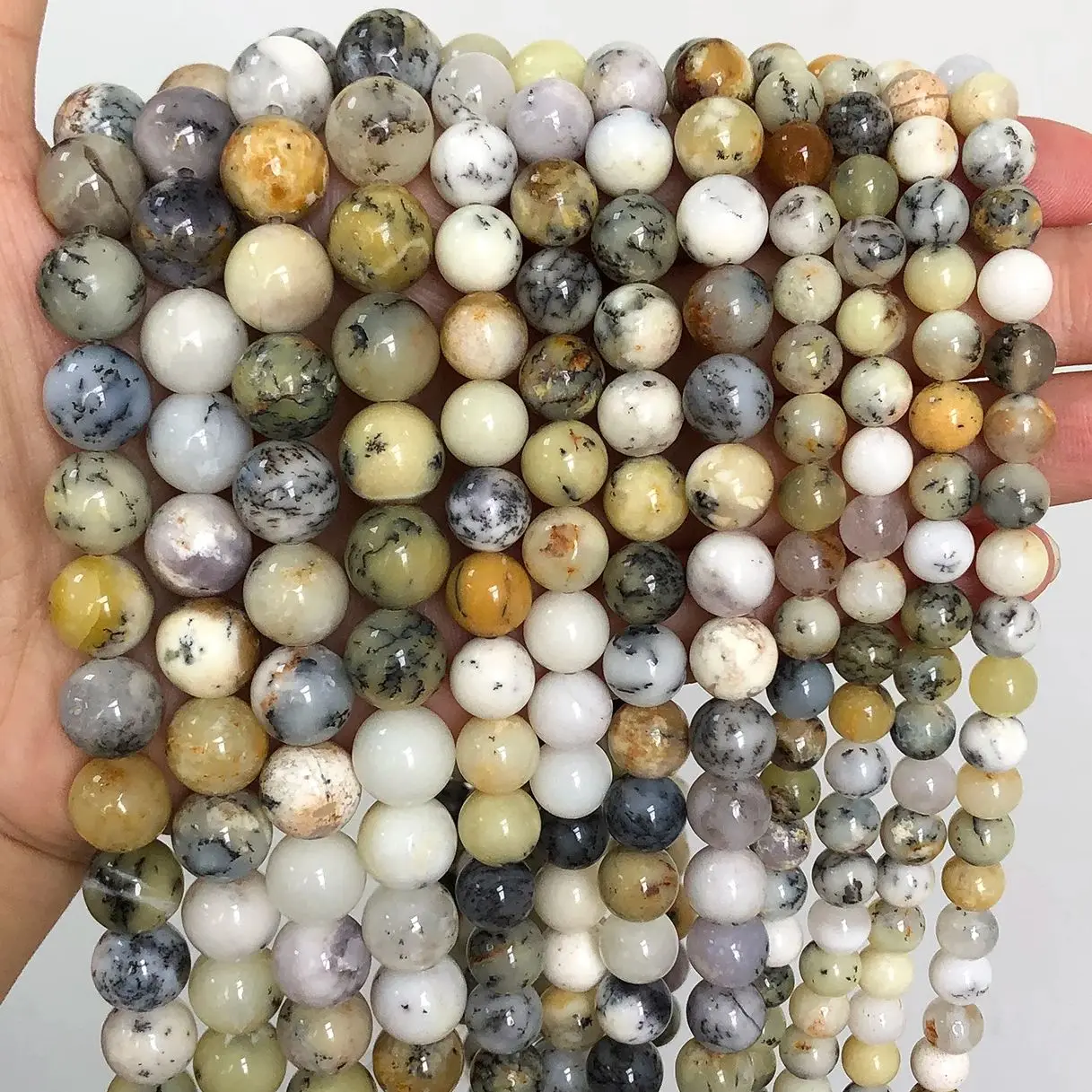 6-10mm natürliche weiße Opal stein perlen runde glatte DIY Armband lose Abstands perle für Schmuck herstellung Zubehör liefert