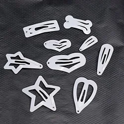 50PCS 2.5cm 3cm Mini White Star Heart Hair Clips Metal Geometric Hairpins For Nurses Hairgrips Side Hair Slide