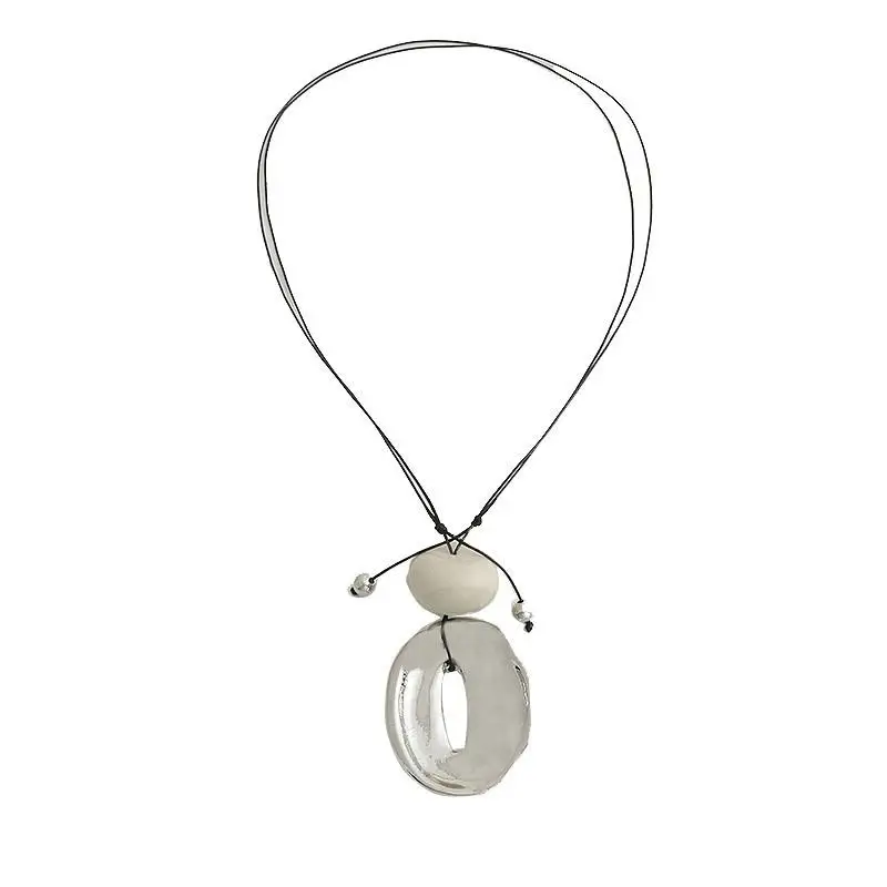 

Frosted air pocket pendant long necklace women's new Chinese light luxury high-end pull-out sweater chain long