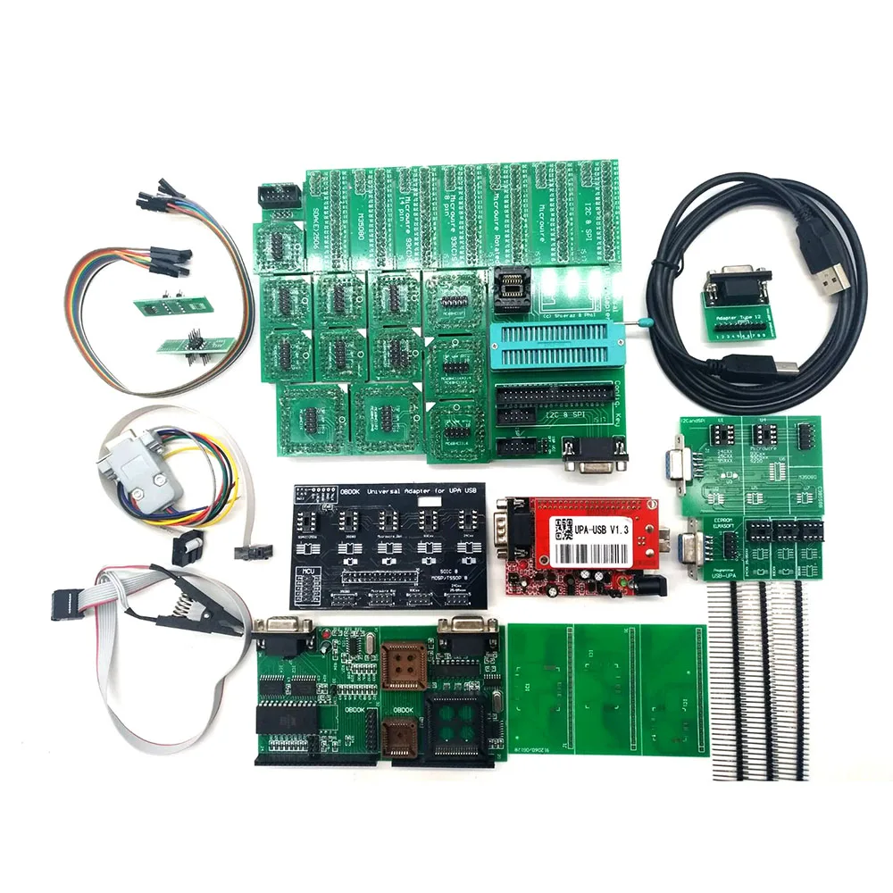 2023 UPA USB V1.3 Full Kit 1.3 Universal Adapter UUPA TMS NEC Eeprom Board 8 Soic Jumper Connector Cable ECU Clip Key Programmer