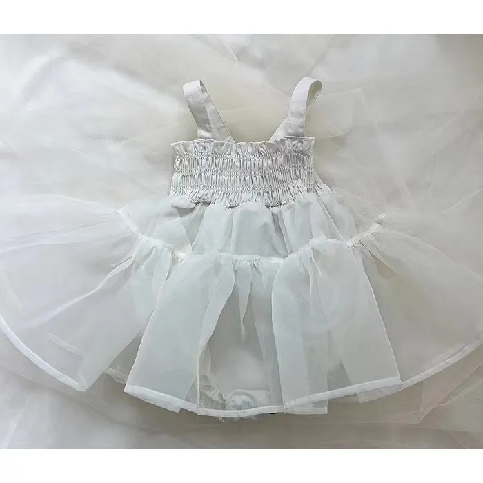 2024 Summer New Baby Girl Sleeveless Dress Infant Girl Solid Princess Mesh Tutu Dress Fashion Casual Dress Toddler Girl Clothes